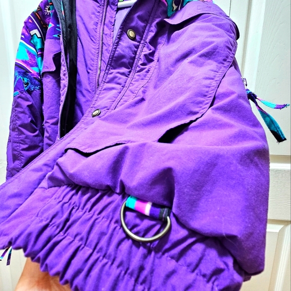 Vtg St John's Bay Women's Purple Wind Breaker Ski  Jacket Tribal Medium 80s-90s - Picture 6 of 14